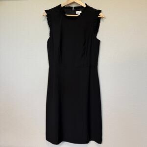 Women's J. Crew Black Ruffle Sleeve and Collar Sleeveless Dress‎ Size 4